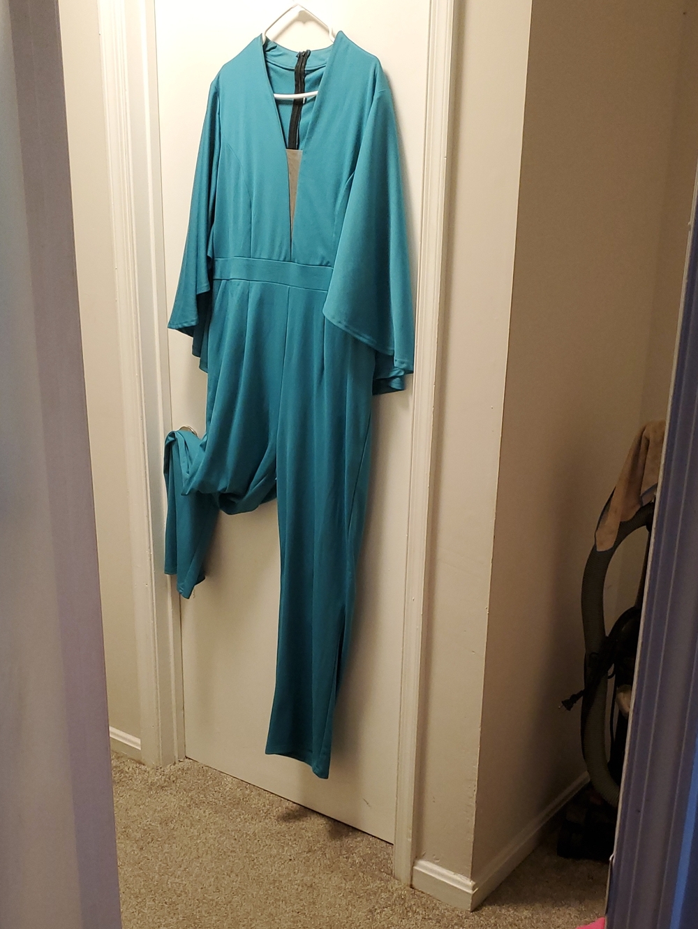 PrettyLittleThing Teal V-Neck Wide Sleeve Jumpsuit